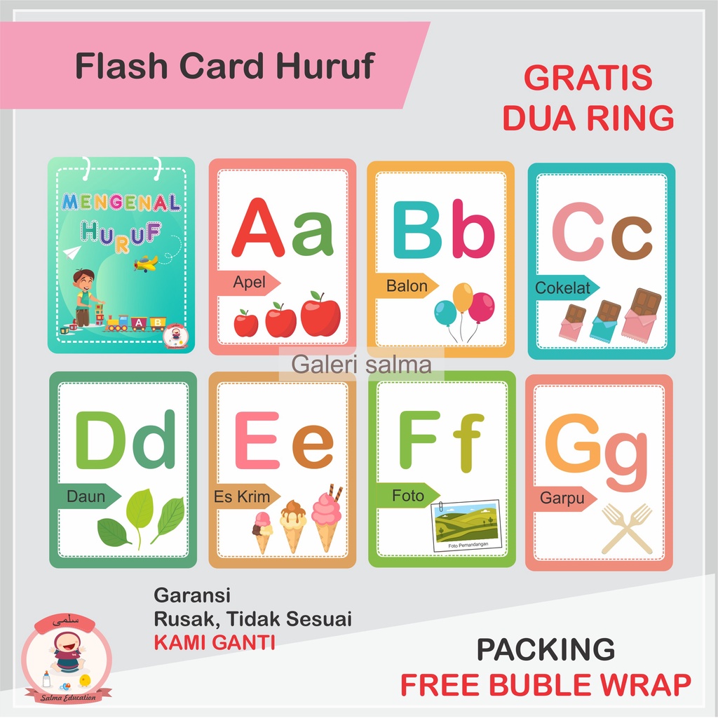 Jual Flash Card Abjad Huruf Alfabet Membaca Mainan Edukasi Anak Kartu ...