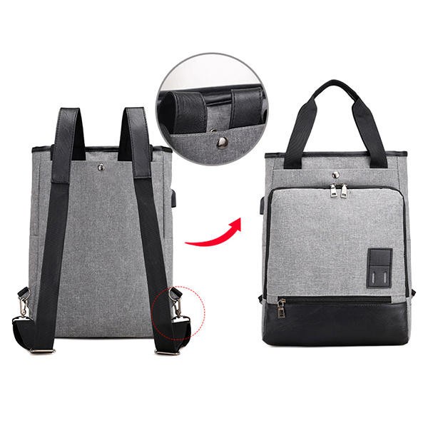 313 Canvas Travel Laptop Backpack Minimalist Bag With USB Port - 13.3 inch