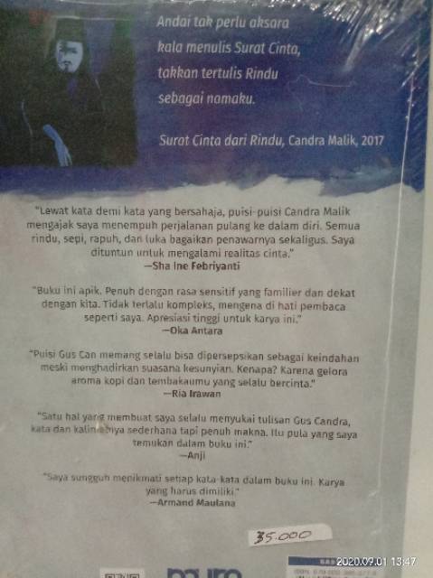 Puisi Original Surat Cinta Dari Rindu By Candra Malik Shopee Indonesia