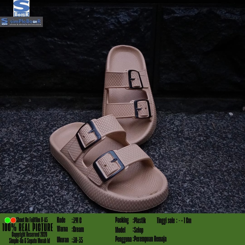 sandal slop anak perempuan remaja terbaru motif gesper model 391C 30-35