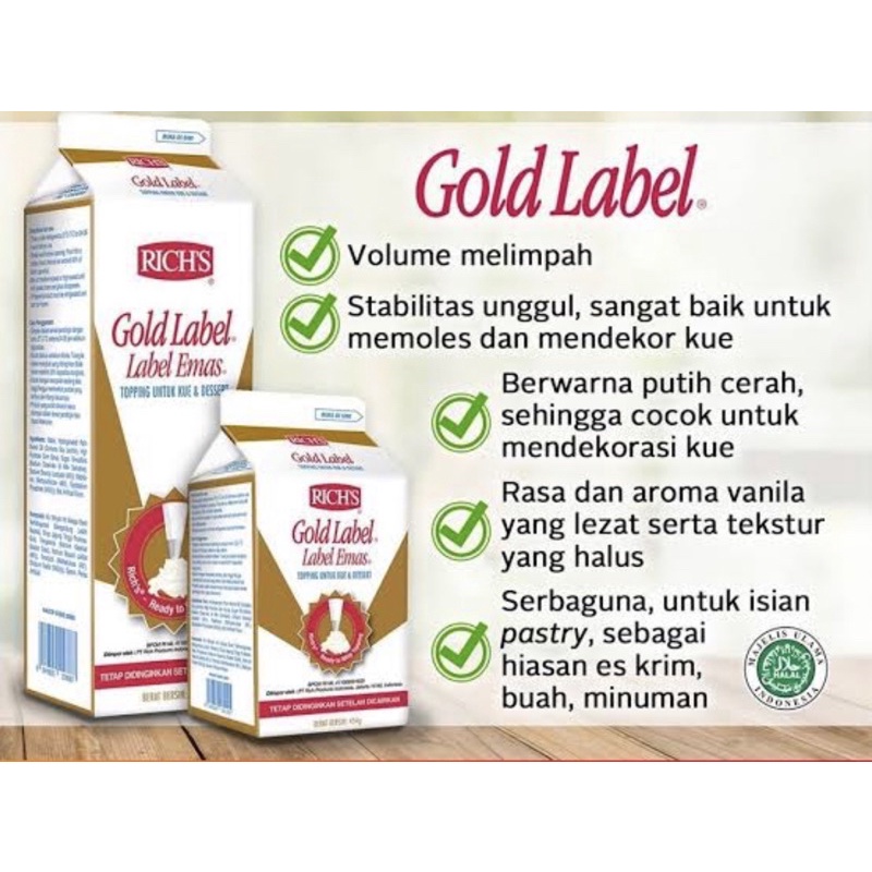 RICH'S GOLD LABEL WHIPPING CREAM 500 GR