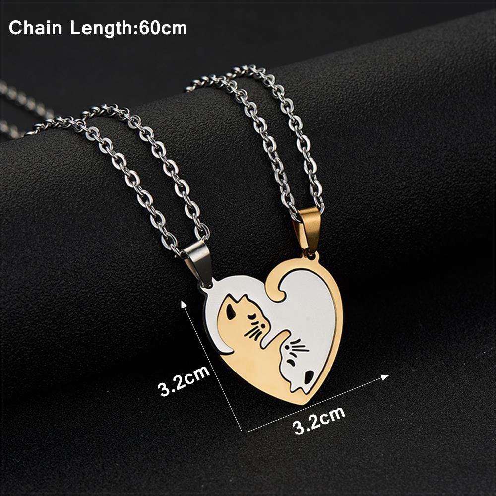 Kalung Kucing Nanas Fashion Perhiasan Hadiah Untuk Pasangan Kalung Yin Yang Anti Karat