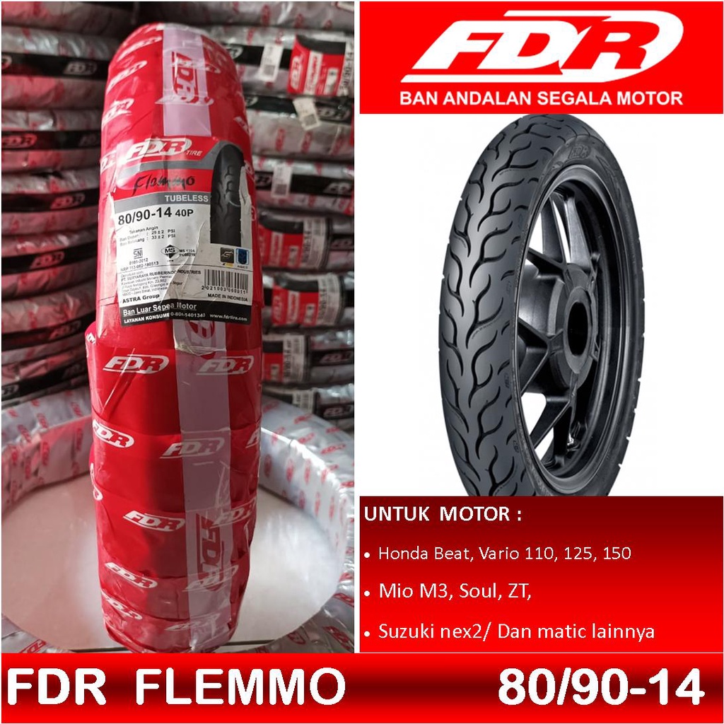 BAN TUBLES DEPAN HONDA BEAT VARIO FDR FLEMMO 80/90 RING 14