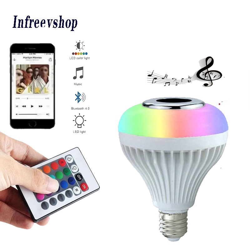 Speaker Bluetooth Lampu Remote Music LED Musik RGB Bohlam SPLPBL