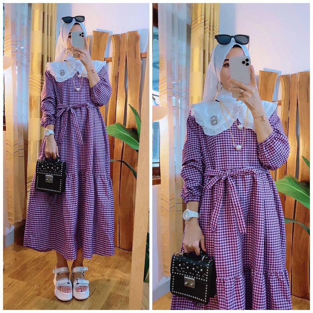 KATUN KOTAK MIDI DRESS 04 / FASHION WANITA TERLARIS