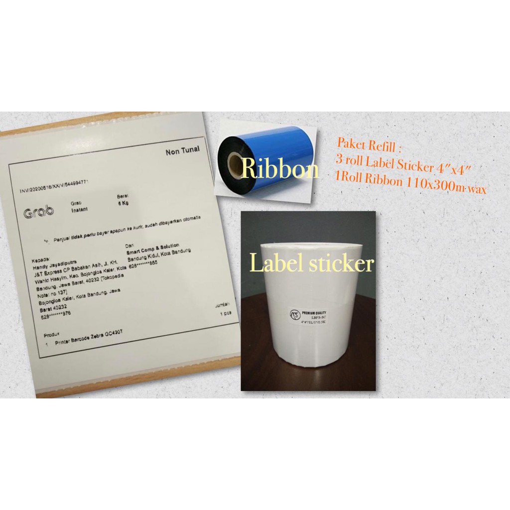 Paket Refill Stiker Label Barcode Shoppe Resi Otomatis marketplace oline shop