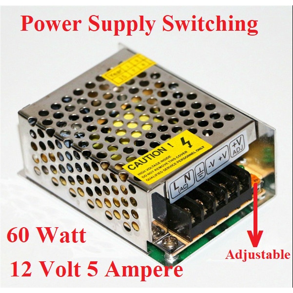 ADAPTOR 12V 5A POWER SUPPLY SWITCHING LED JARING 5 AMPERE 12 VOLT DC