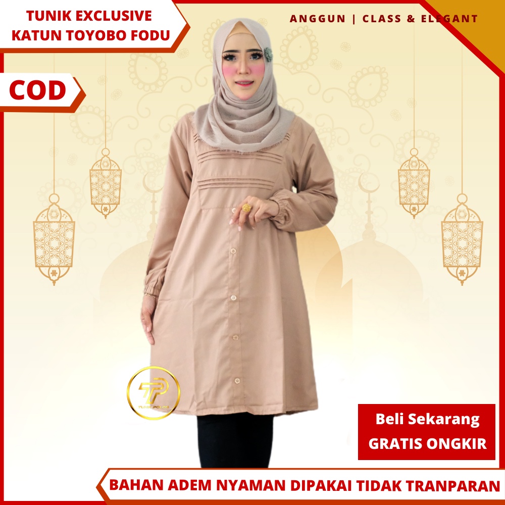 Baju Atasan Tunik Wanita Santri Putri Bahan Katun Toyobo Terbaru Kekinian Remaja Polos Premium D4