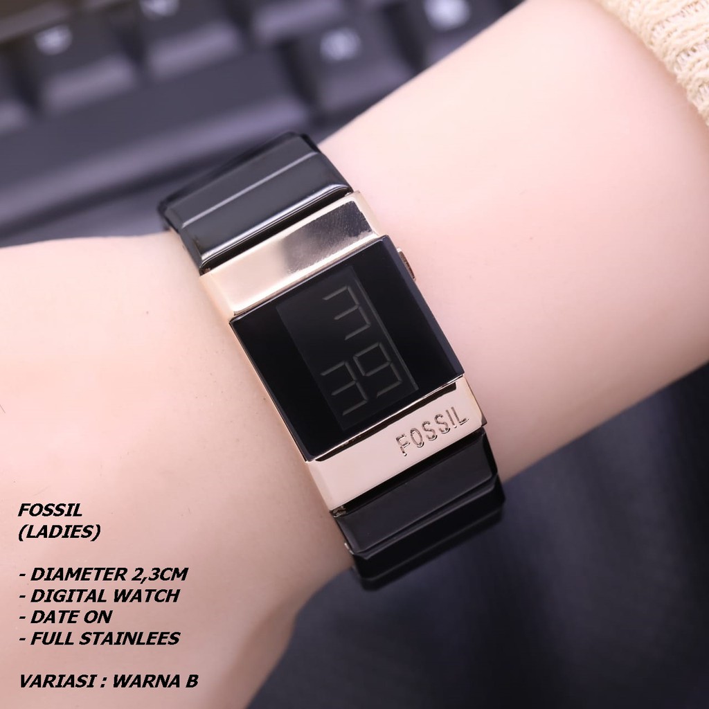 JAM TANGAN UNISEX FASHION RANTAI BODY SEGI TANGGAL AKTIF