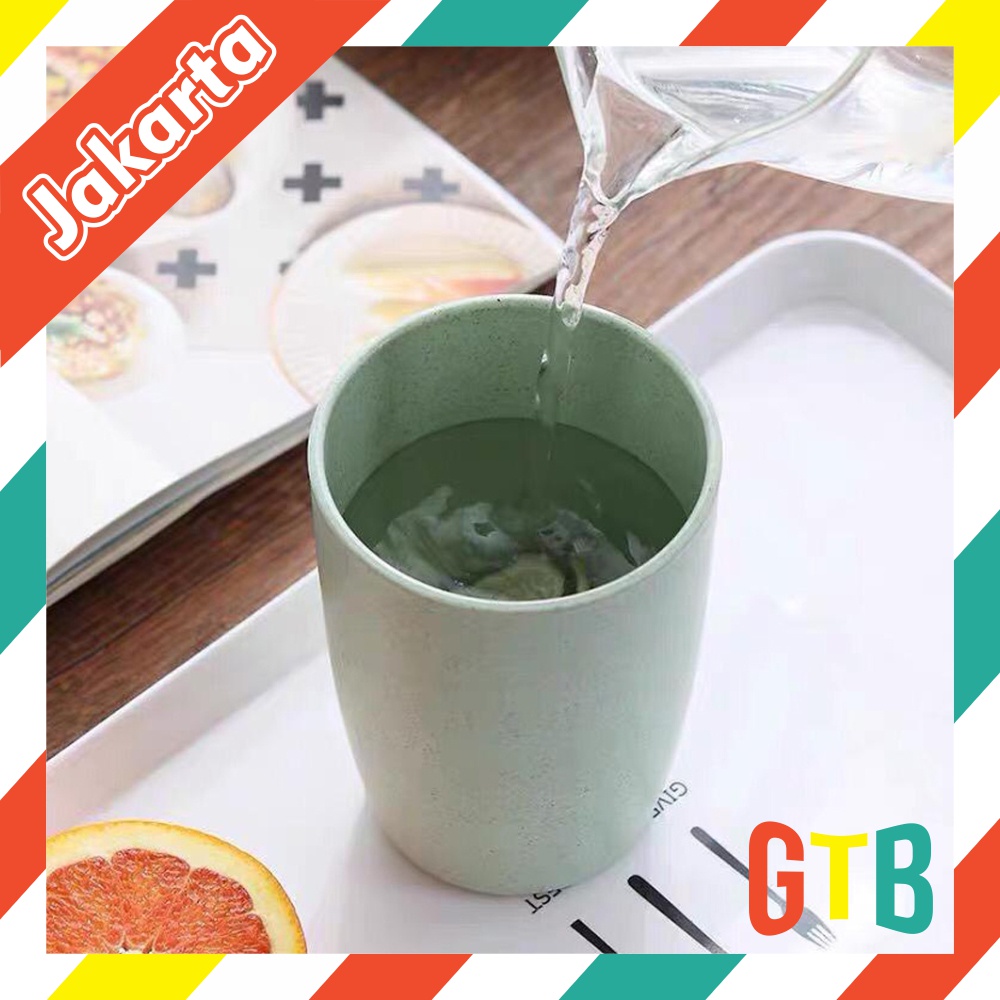 ❤️GTB❤️ Gelas Teh 10cm Wheatstraw Cangkir Plastik Cup Gelas Susu Gelas Teh Warna Pastel R653