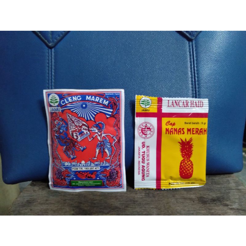 Paket jamu telat datang bulan jamu cap wayang / cap becak 1pcs dan cap nanas merah 1pcs