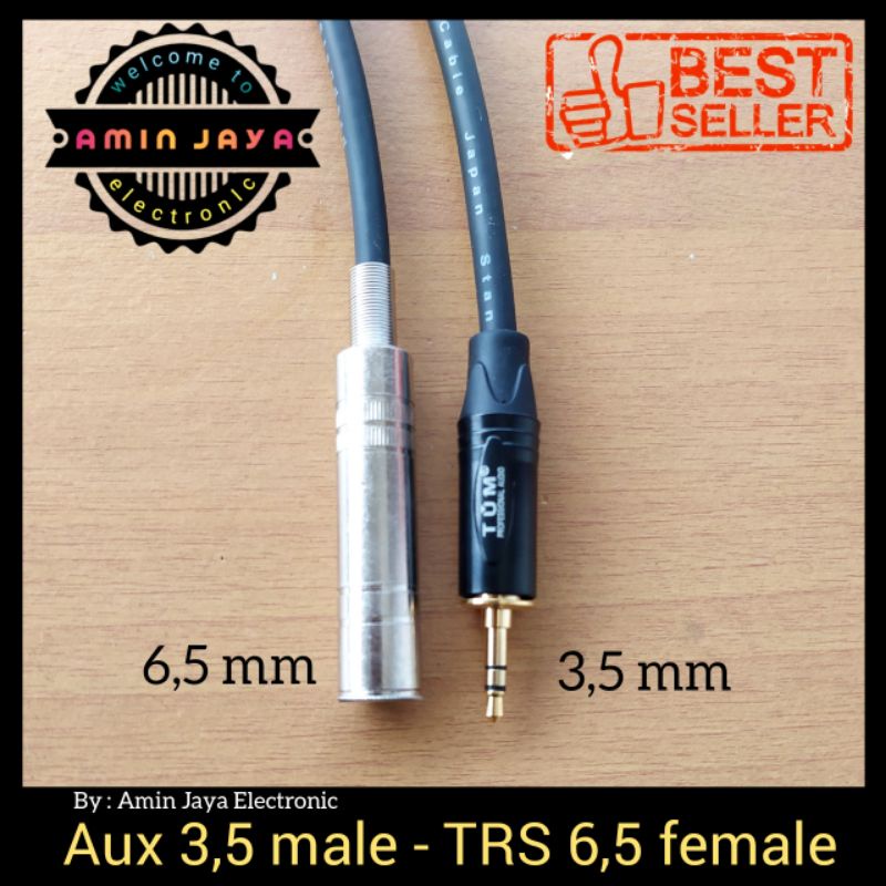 Kabel aux 3,5 to jack TRS 6,5 female