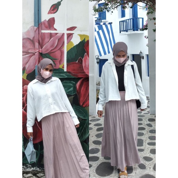 Kemeja Tere Crop Varian Lilac- Daily Crop - Outfit Kantor - Outfit Hangout -Outfit Kampus - Outer Cr