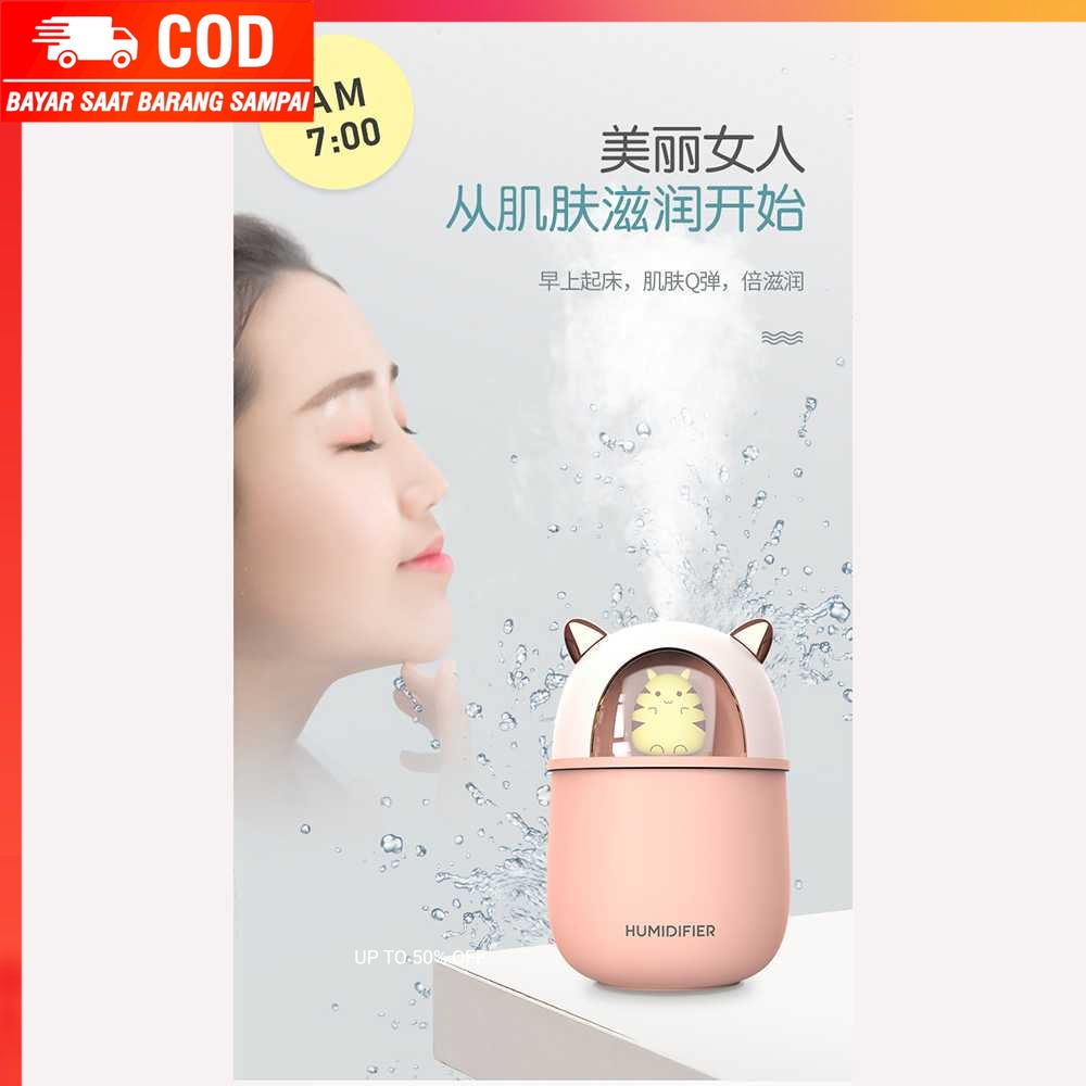 (100% BARANG ORI) HFER Mini Air Humidifier Aromatherapy Oil Diffuser USB Cute Cat - A108