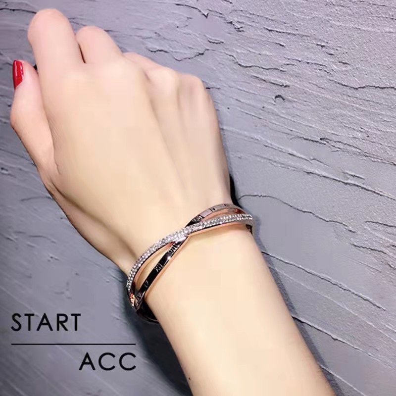  Gelang Wanita Diamond Titanium premium Lapis Rose Gold Fashion Import-4