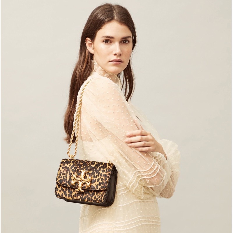 TORY BURCH ELEANOR SMALL CONVERTIBLE SHOULDER BAG - LEOPARD SHEARLING