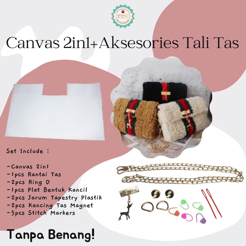 AnekaBenang - Canvas Plastic / Kanvas Plastik Bentuk Tas 2 IN 1