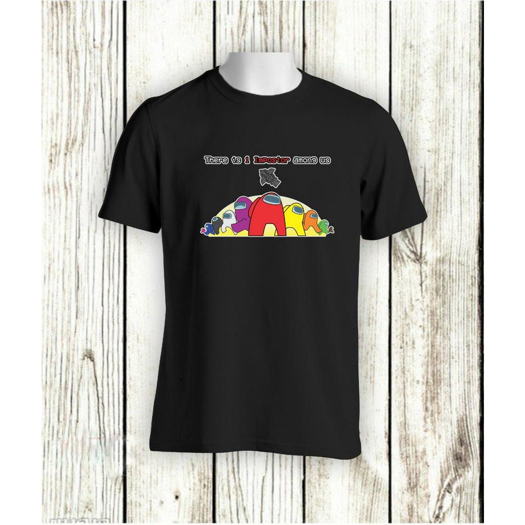 KAOS TSHIRT GAME AMONG US THERE IS 1 IMPOSTOR AMONG US A HALF EARTH COMBED 30S