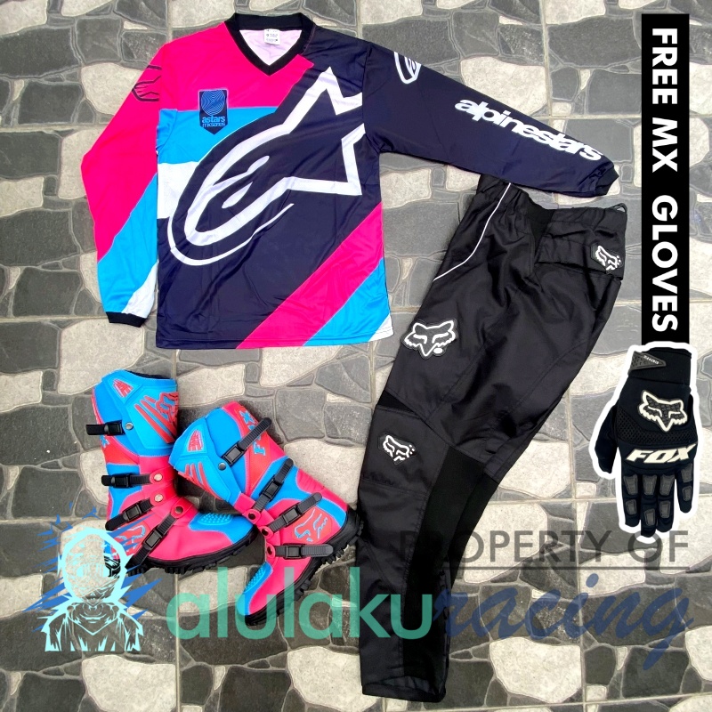 Jersey, Celana, Sarung Tangan &amp; Sepatu SV Fullset MX Trail Motocross - Paket Bundling ASCTSV050112-F41