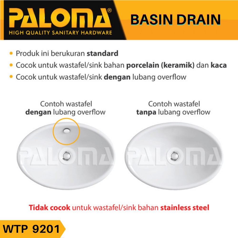 PALOMA WTP 9201 Afur Wastafel Kepala Sifon Washtafel HITAM BLACK MATT