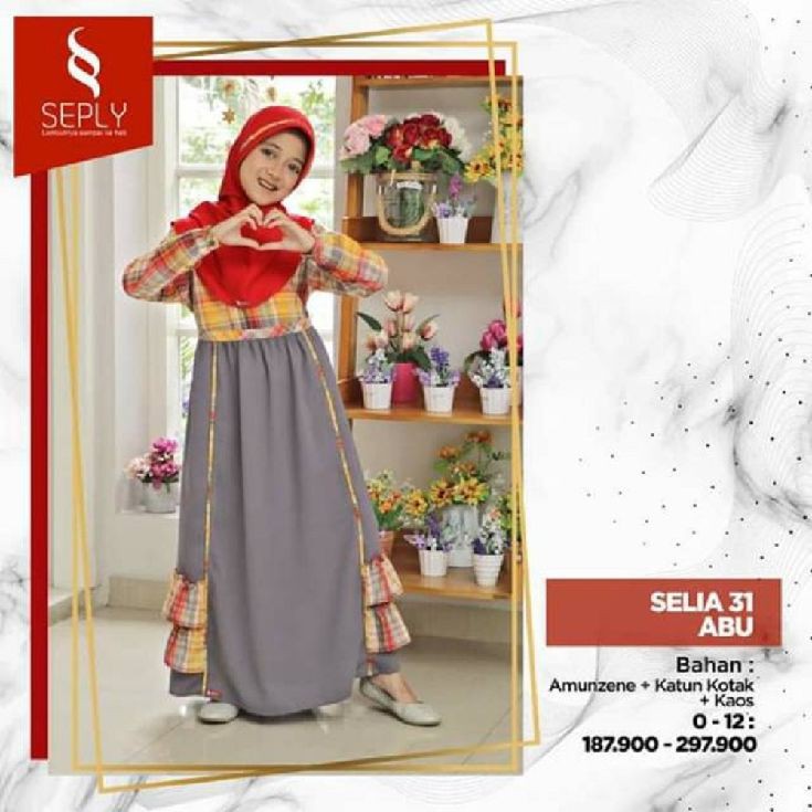 SEPLY - GAMIS ANAK SET HIJAB TERBARU SELIA 31 ABU