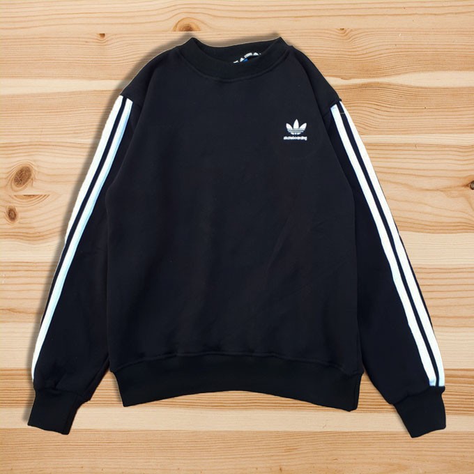 Promo Terbaru JAKET HOODIE CREWNECK ADIDAS 3 STRIPES BLACK AUTHENTIC PREMIUM ORIGINAL