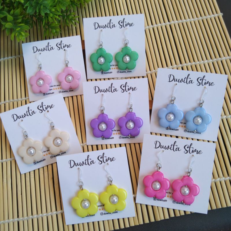 HANDMADE ANTING ANAK/DEWASA KAITAN PLASTIK MOTIF BUNGA