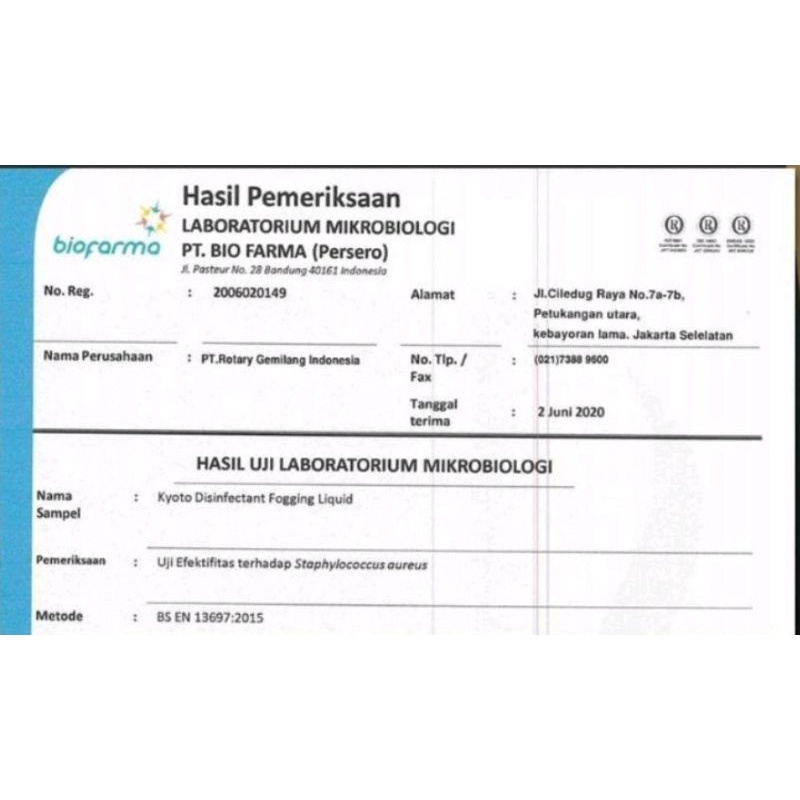 Cairan Fogging Disinfektan Kyoto Food Grade Original