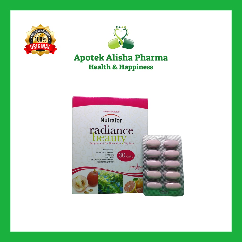 NUTRAFOR RADIANCE BEAUTY KAPSUL STRIP 10 KAPSUL - Nutrafor Radiance Beauty Kapsul Suplemen Kecantikan Mengatasi Jerawat Kulit Berminyak Wajah Glowing Putih Bersih Awet Muda