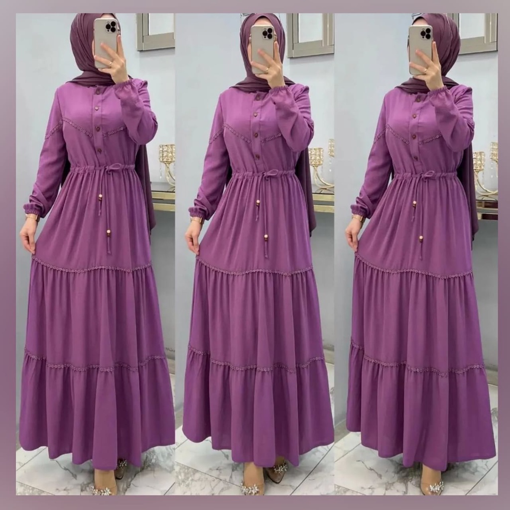 NEW- Natalia Dress Bahan Ceruti / Gamis Polos / Gamis Wanita Bahan Ceruti Premium Harga Murah / Gamis Kondangan