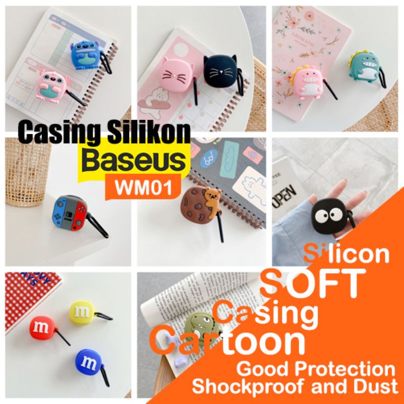 Casing Baseus Encok TWS WM01 Casing Kartun Silikon Dengan Gantungan