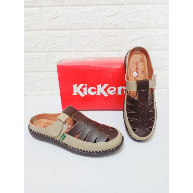 Sandal slop kickers wanita kode kc-Kc coklat cream 09