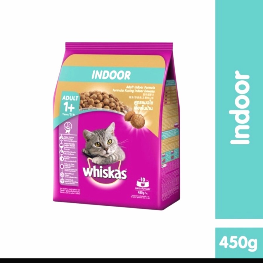 WHISKAS MAKANAN KUCING ADULT INDOOR 450gr MAKANAN KUCING KERING 450gr