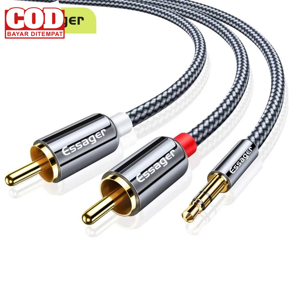 (BAYAR DI TEMPAT) Essager Kabel Audio HiFi 3.5mm to RCA 2 Meter - AV117