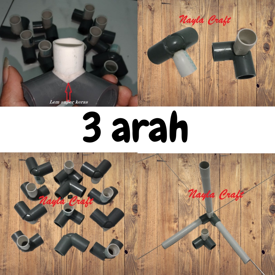 Sambungan Pipa 1/2 INCH | 3 way | 4 Way | 5 Way | Konektor PVC | Tee Elbow | Knee
