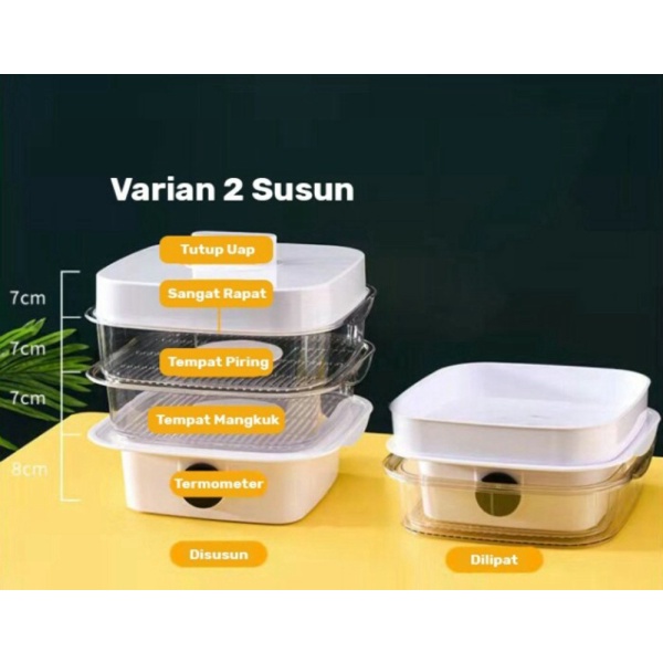 Promo Food Storage Modern Tudung Saji Susun Dengan Termometer Suhu - SUSUN 2 PUTIH Diskon