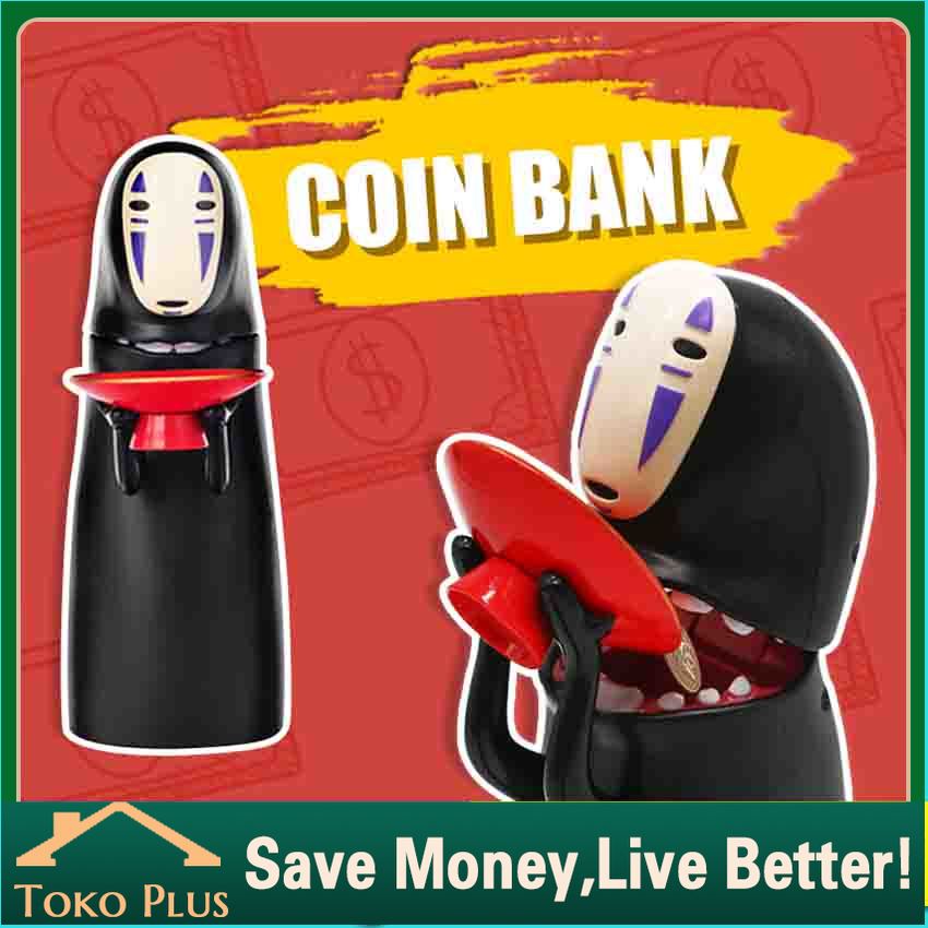 Bank Box Saving Box No Face Spirited Away Kaonashi No-face Piggy Bank Toy Automatic Eaten Coin Ban - Celengan Tiktok -Celengan Anak Koin Otomatis