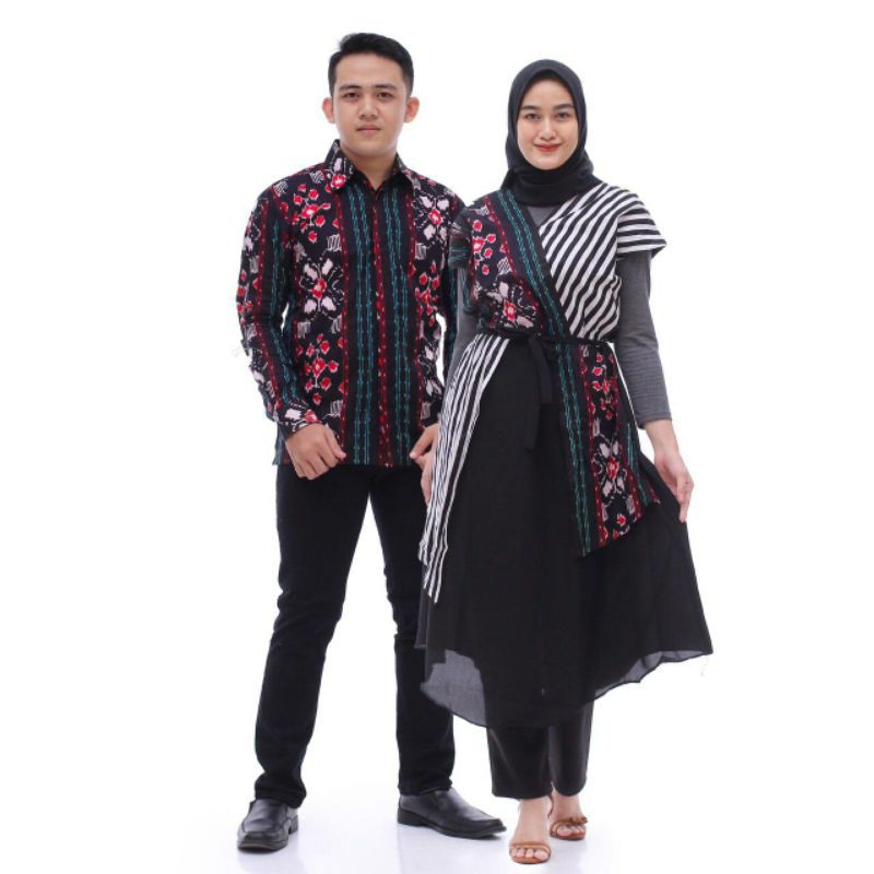 COUPLE DRESS ANDIEN ANDIN IKATAN CINTA AMANDA MANOPO BATIK KOMBINASI TOYOBO MOSCREPE TILE EXCLUSIVE