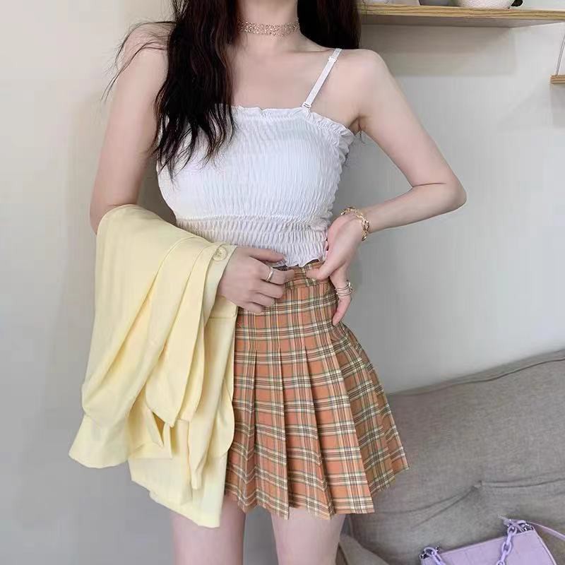 Korean Wrinkle tube Top Tanktop Kemben Bralette include Padding-4