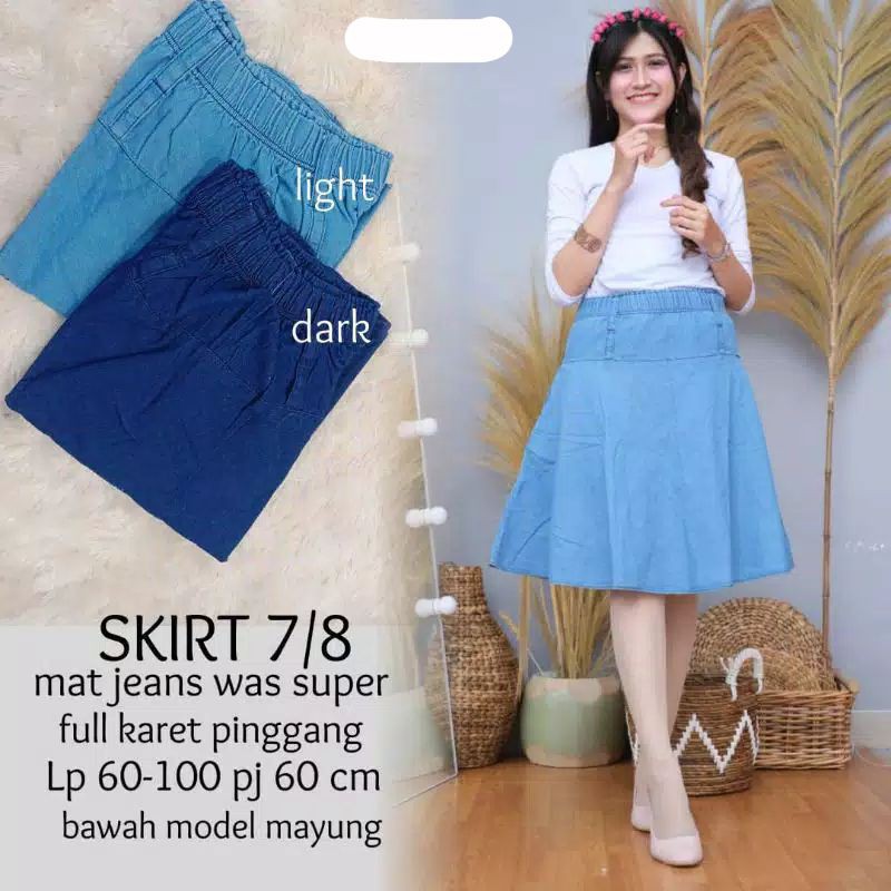 Rok Jeans Pendek 7 8 Wanita