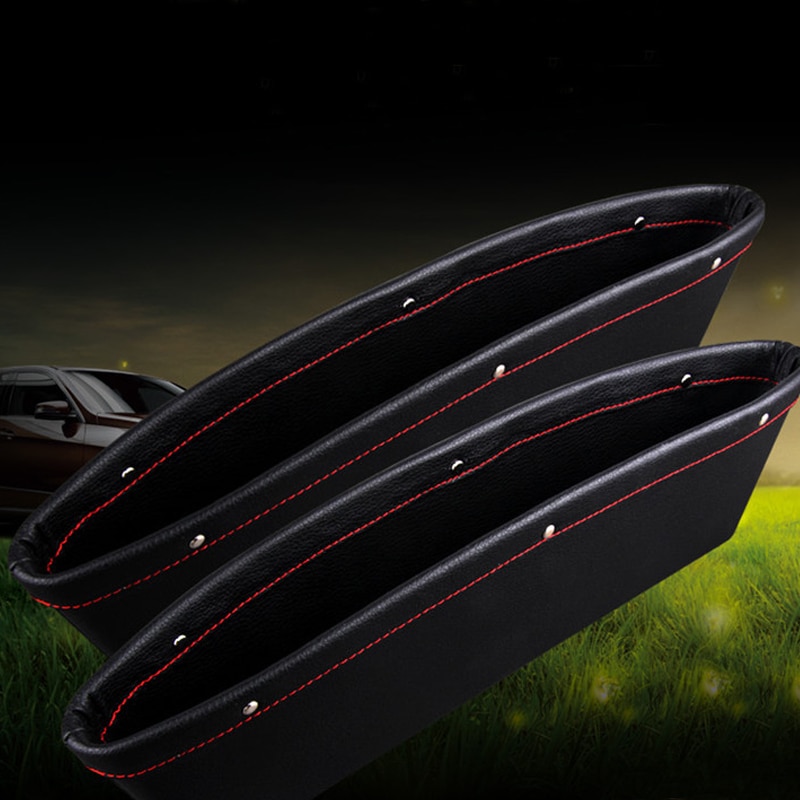 1x Car Storage Bag Box Car Seat Pocket Tempat Duduk Gap Organizer Caddy Catcher Space Store Simpan Merapikan Celah Slit Pocket Slit PU Leather Organizer Caddy Catch Catcher Aksesoris