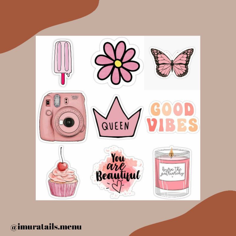 53pcs Sticker Tumblr Pink