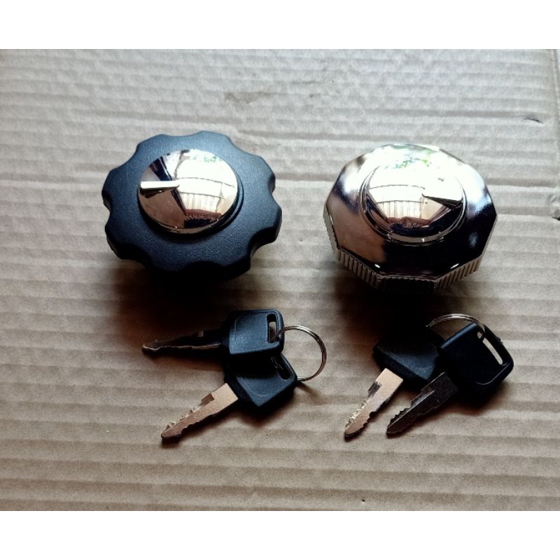 tutup tengki bensin honda cb100 cb125 set anak kunci cover hitam dan krom