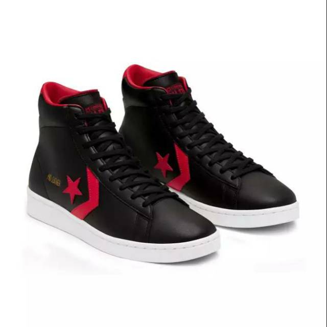 CONVERSE PRO LEATHER - BLACK UNIVERSITY RED MID