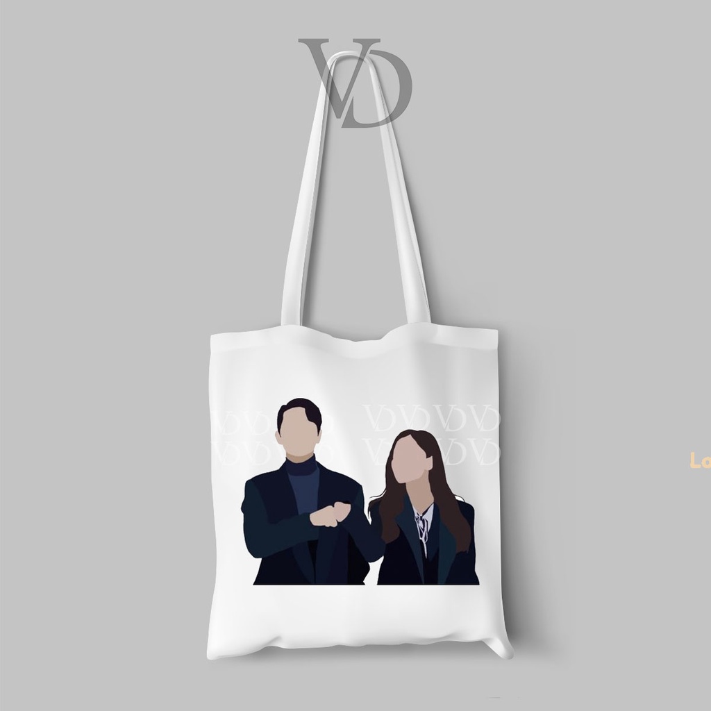 TOTE BAG BAHAN KANVAS MOTIF KOREAN MOVIE TERBARU / AESTHETIC TOTE BAG / TAS BELANJA korea