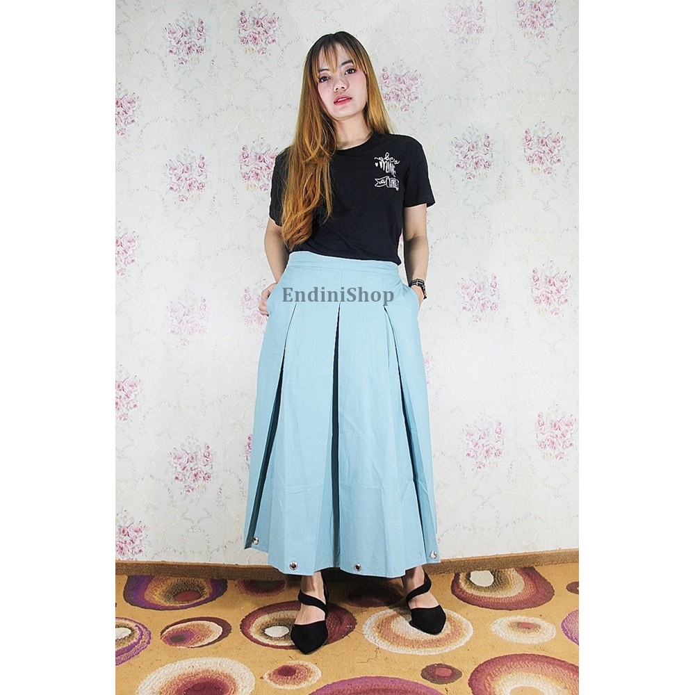 Rok Wanita Model Bot Ring Numia Bahan Cigarette-Biru Semen