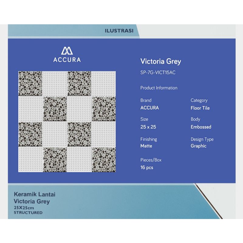 {ONGKIR DILUAR APLIKASI} Keramik Lantai Kamar Mandi 25x25 VICTORIA GREY Mulia