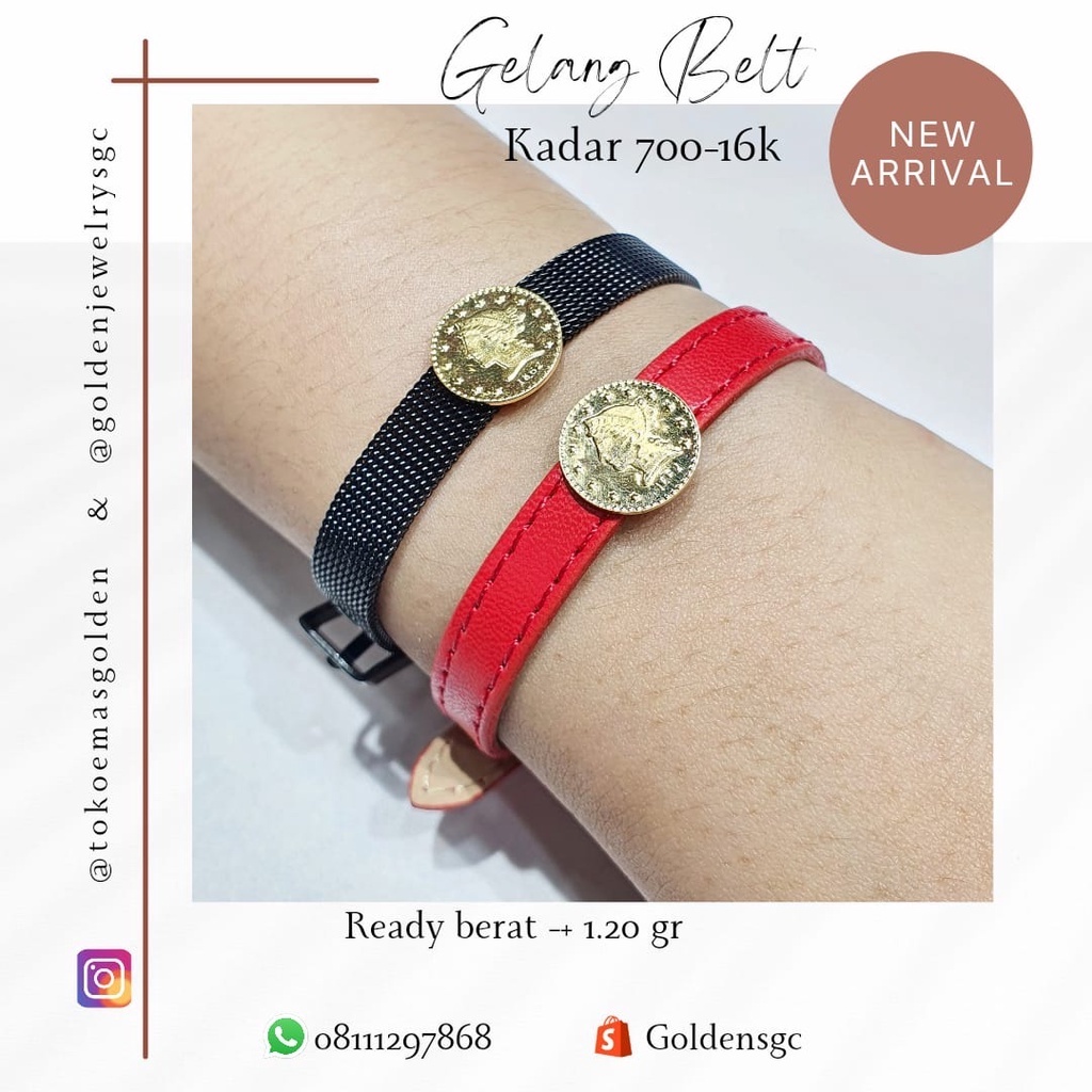 Liontin / Charm Inisial fashion untuk Gelang Belt Emas Tua Emas Asli kadar 700-16k (TIDAK TERMASUK BELT)