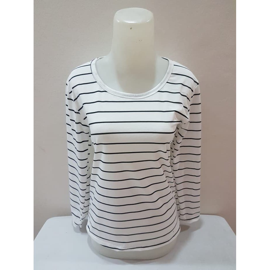 Kaos Salur Garis Stripe Lengan Panjang Wanita warna 2