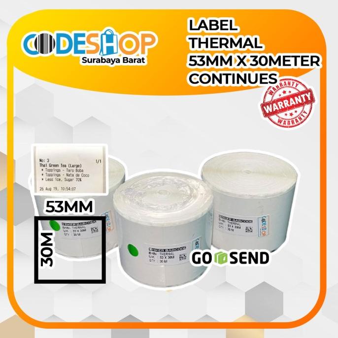 

best produk] Label Stiker Thermal 53 X 30 M CONTINUES Printer Epson TM-T82 MOKAPOS